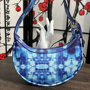 SkinnyDip Blue Tie-Dye Crescent Shoulder Bag